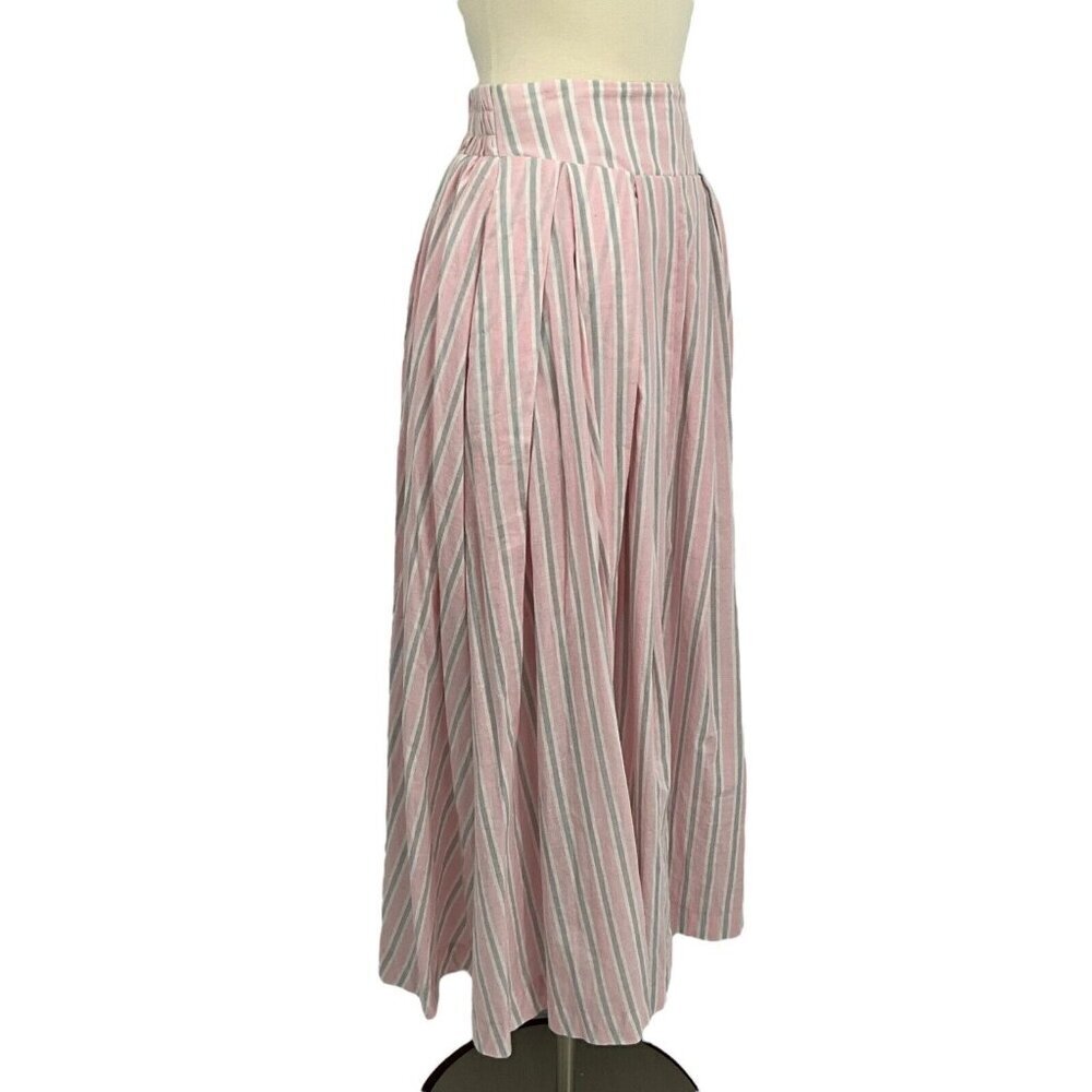 Mable Size S Sydney Square Neck Top & Skirt Set Pink Grey Stripe 100% Cotton - Picture 12 of 16